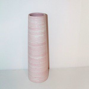 Tall Skinny Pink White Striped‎ Vase by at Home Tracy Boyd